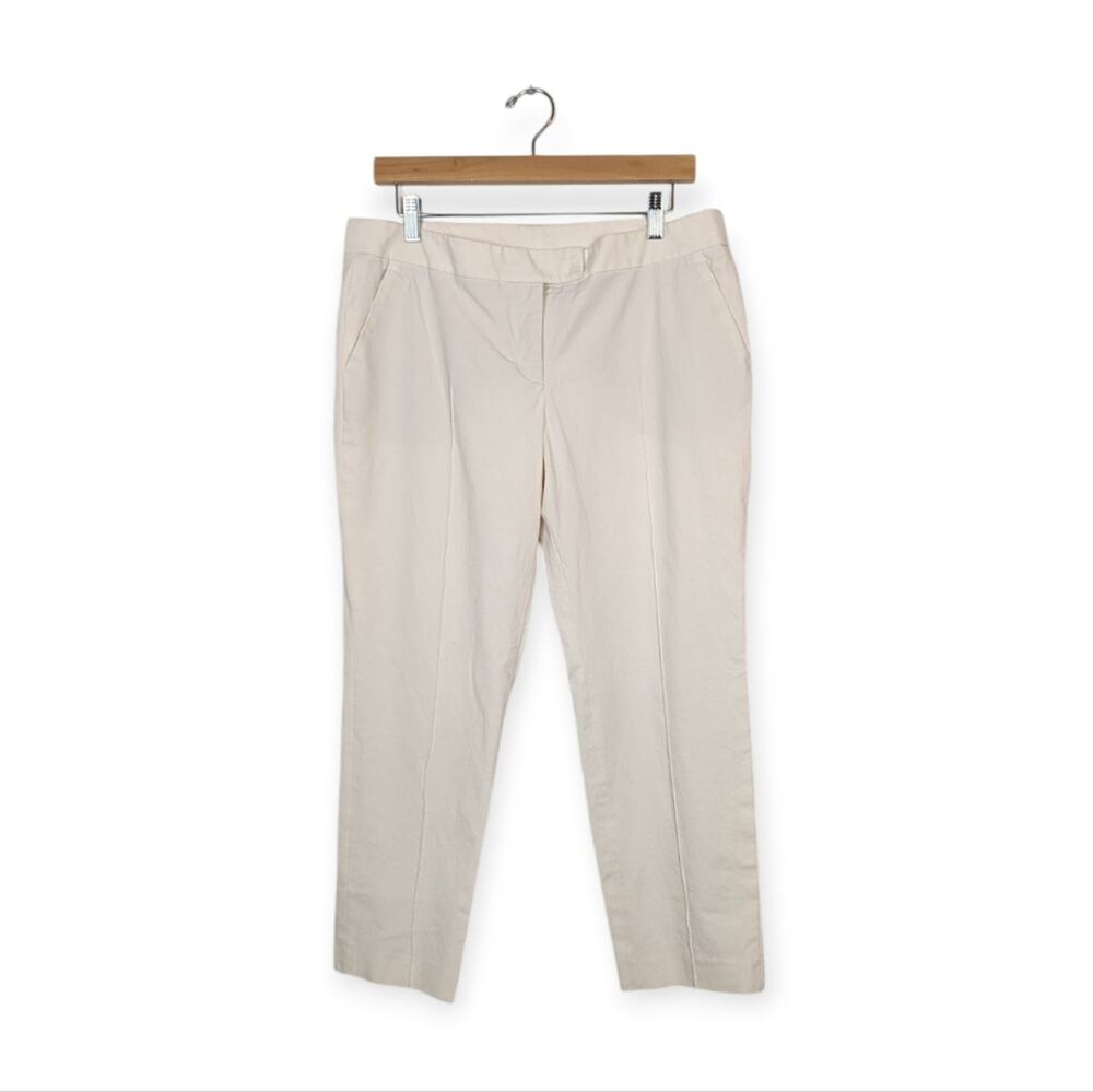 Akris Punto Frankie Pants 12 Ivory Seam Front Slim Crop Workwear Luxury